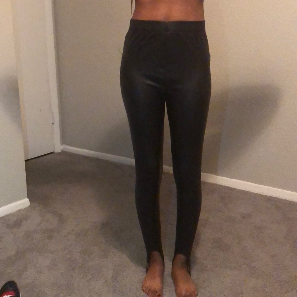 Black leather tights